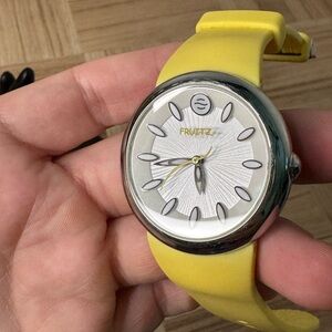 FRUITZ by Philip Stein Lemon Yellow and Silver Watch EUC